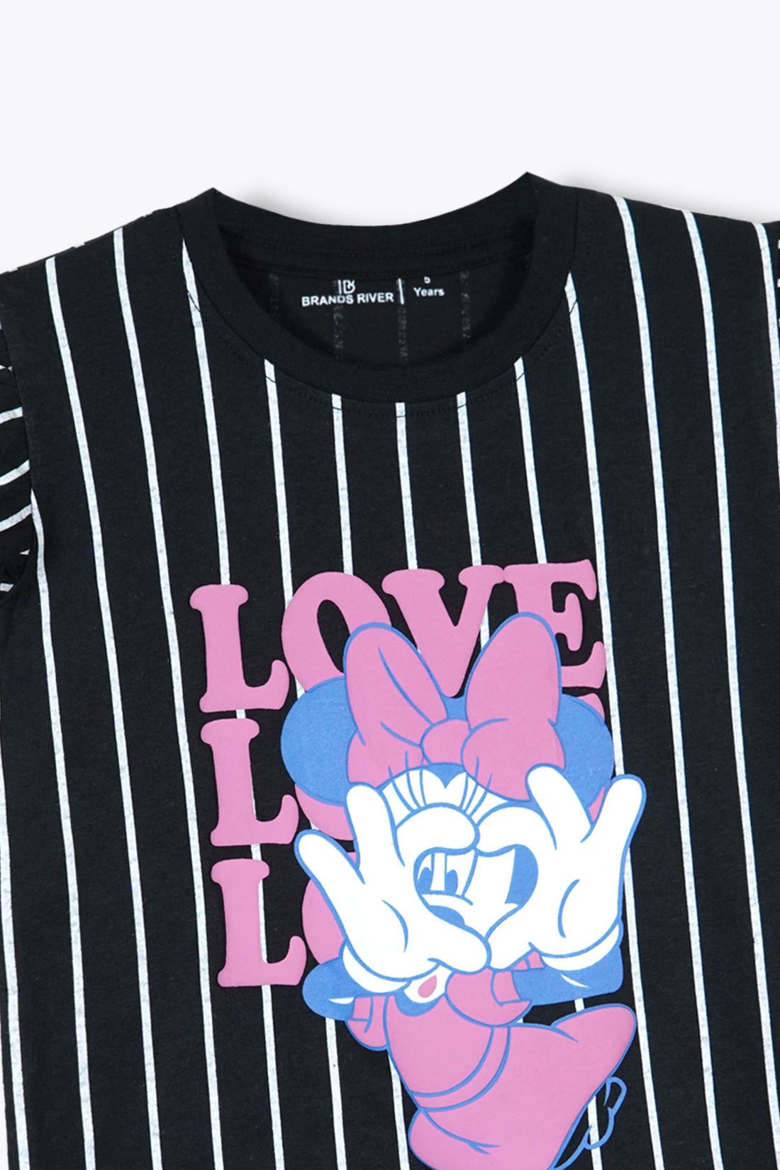 Premium Quality "Minnie" Printed Black Striped Girls Summersuit