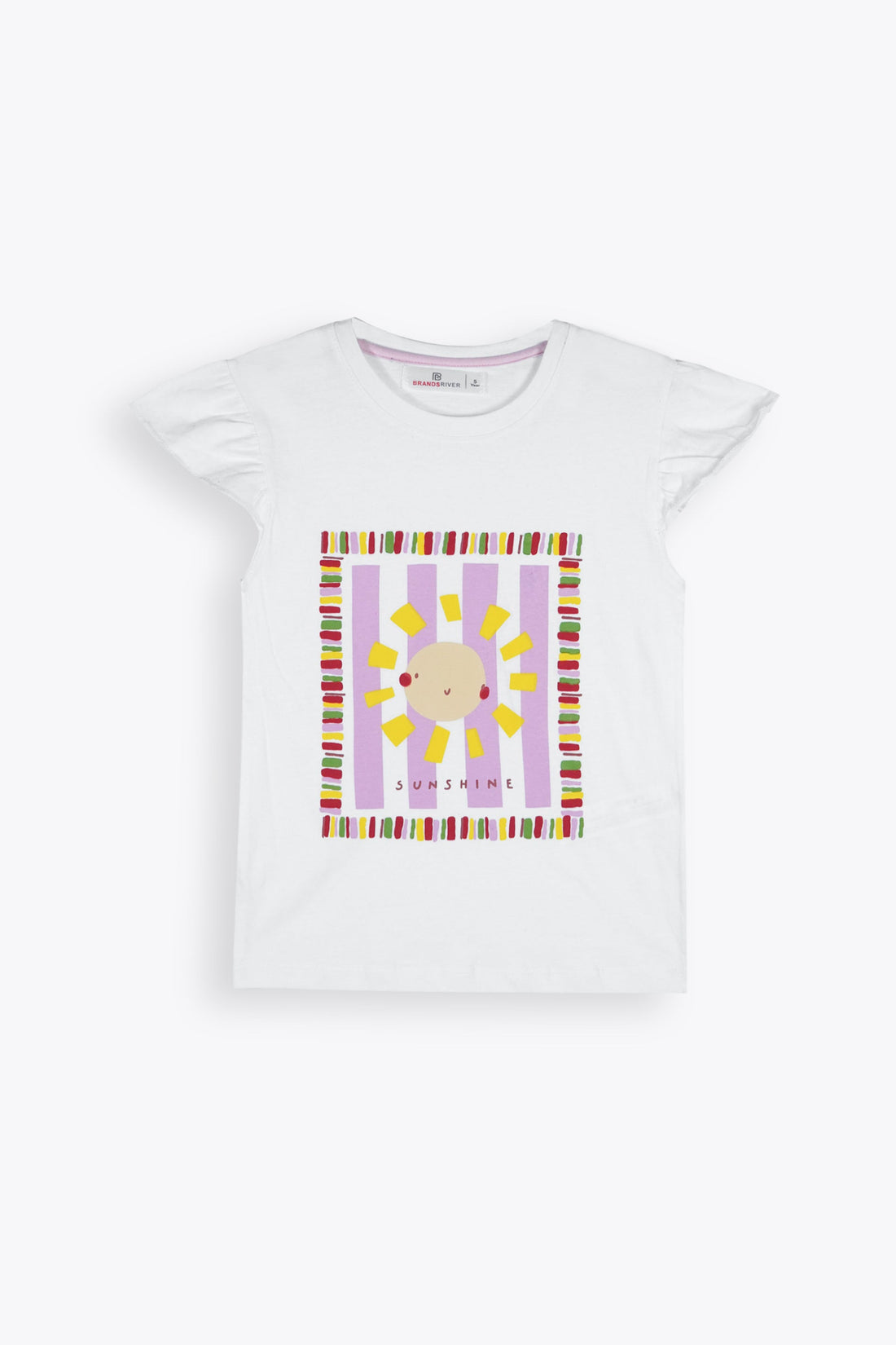 "Sunshine" Printed Girls' Summer Suit with Black Trousers