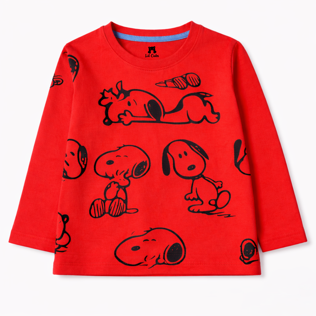 Red Snoppy Print Summer Coord Set (2-Piece)