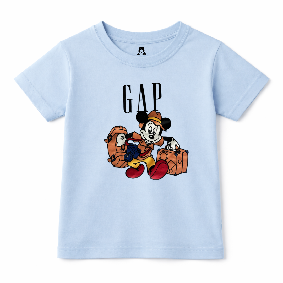 Light Blue GAP & Mickey Print 2 Piece Summer Coord Set for Age 2 - 12 Years