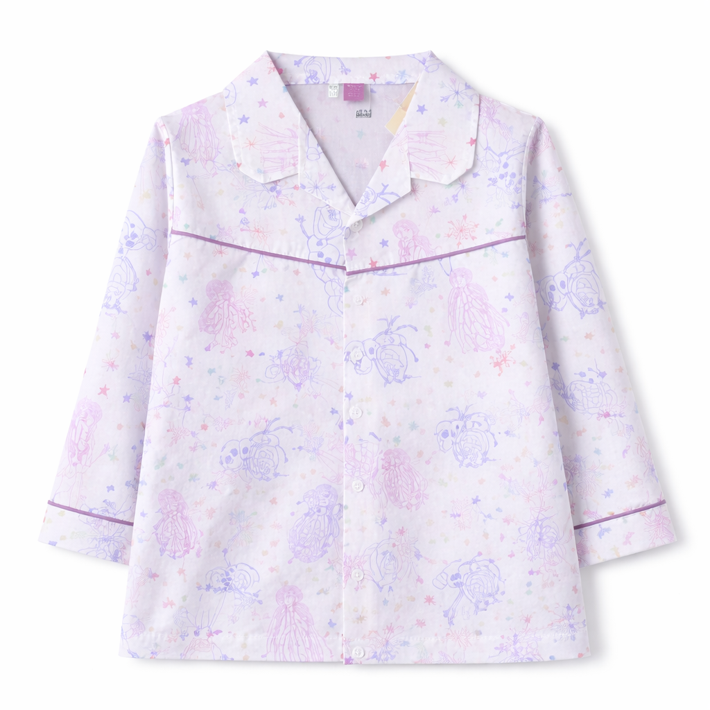 White Snowman & Girl Print 2 Piece Summer Night Suit for 5 - 12 Years