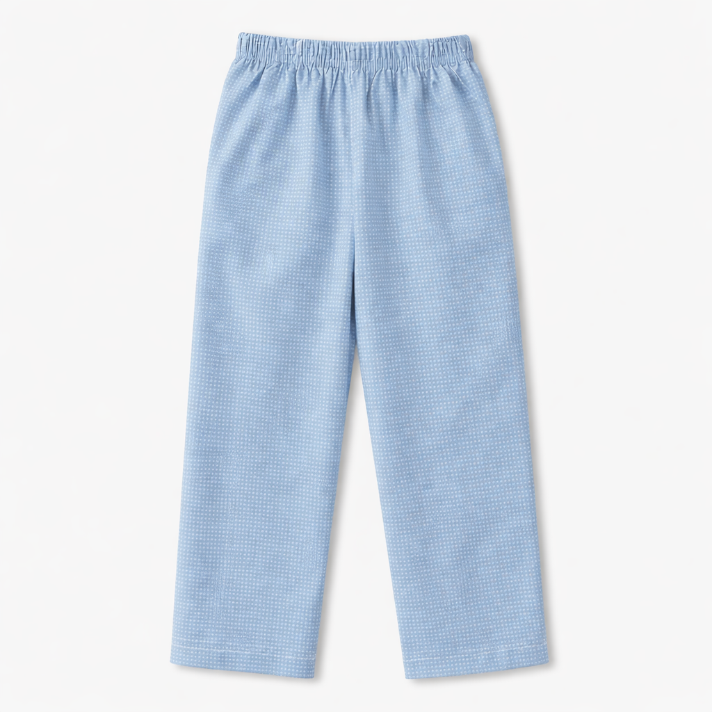 Cotton Night Suit - Sky Blue, White Dot Pattern (1-4 Years)