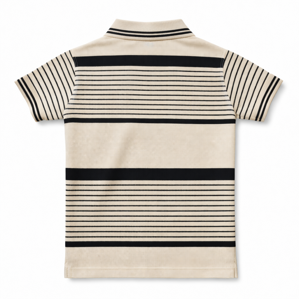 Beige Polo with Black Striped T-Shirt