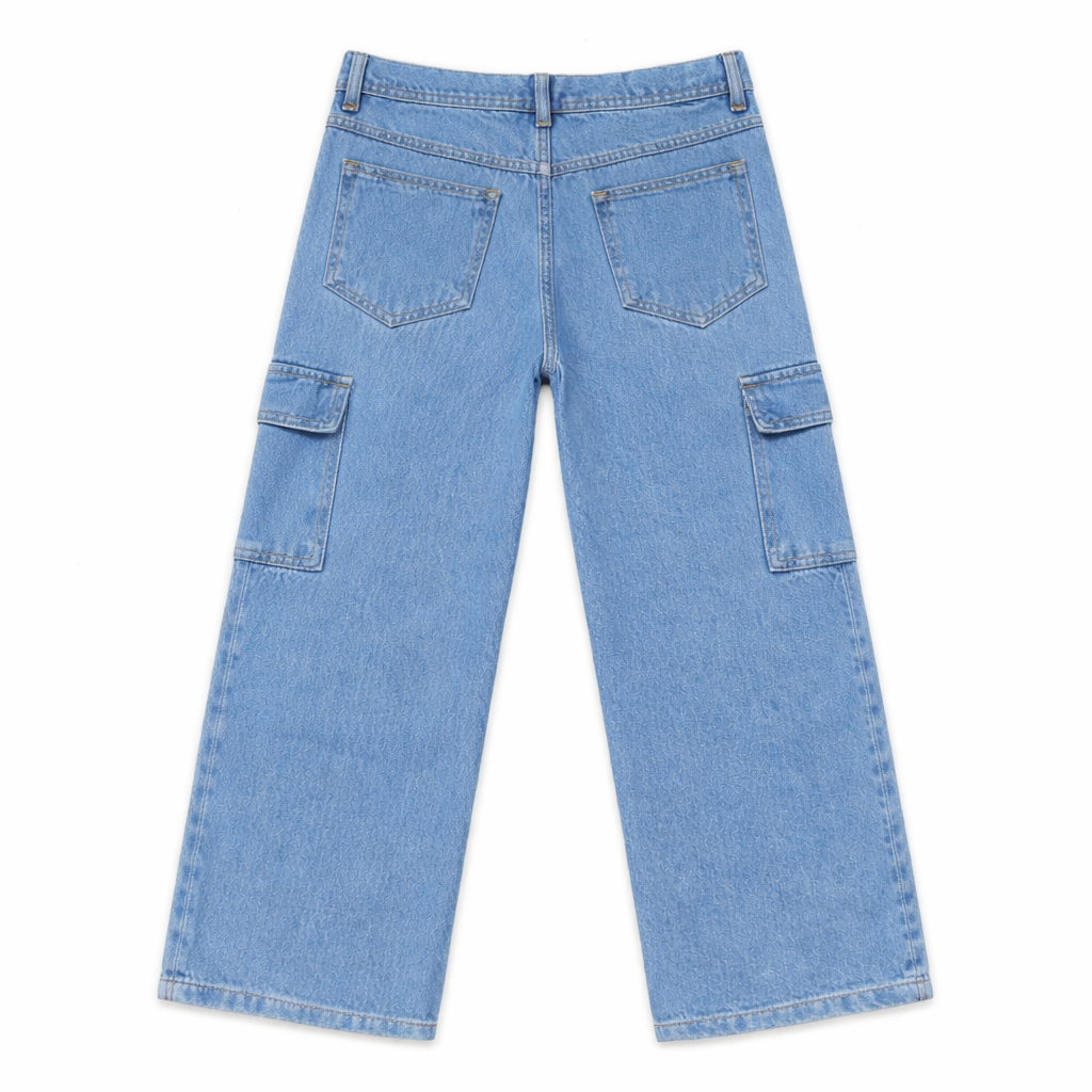 Boys Ice Blue 6 Pocket (Cargo) Baggy Denim Jeans