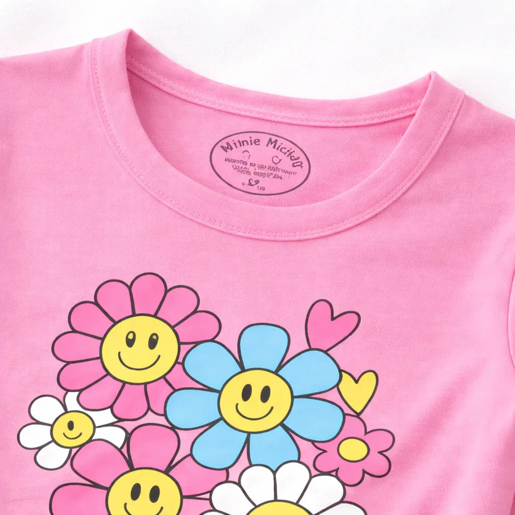 Happy Flowers Pink Summer Coord Set (2-Piece)
