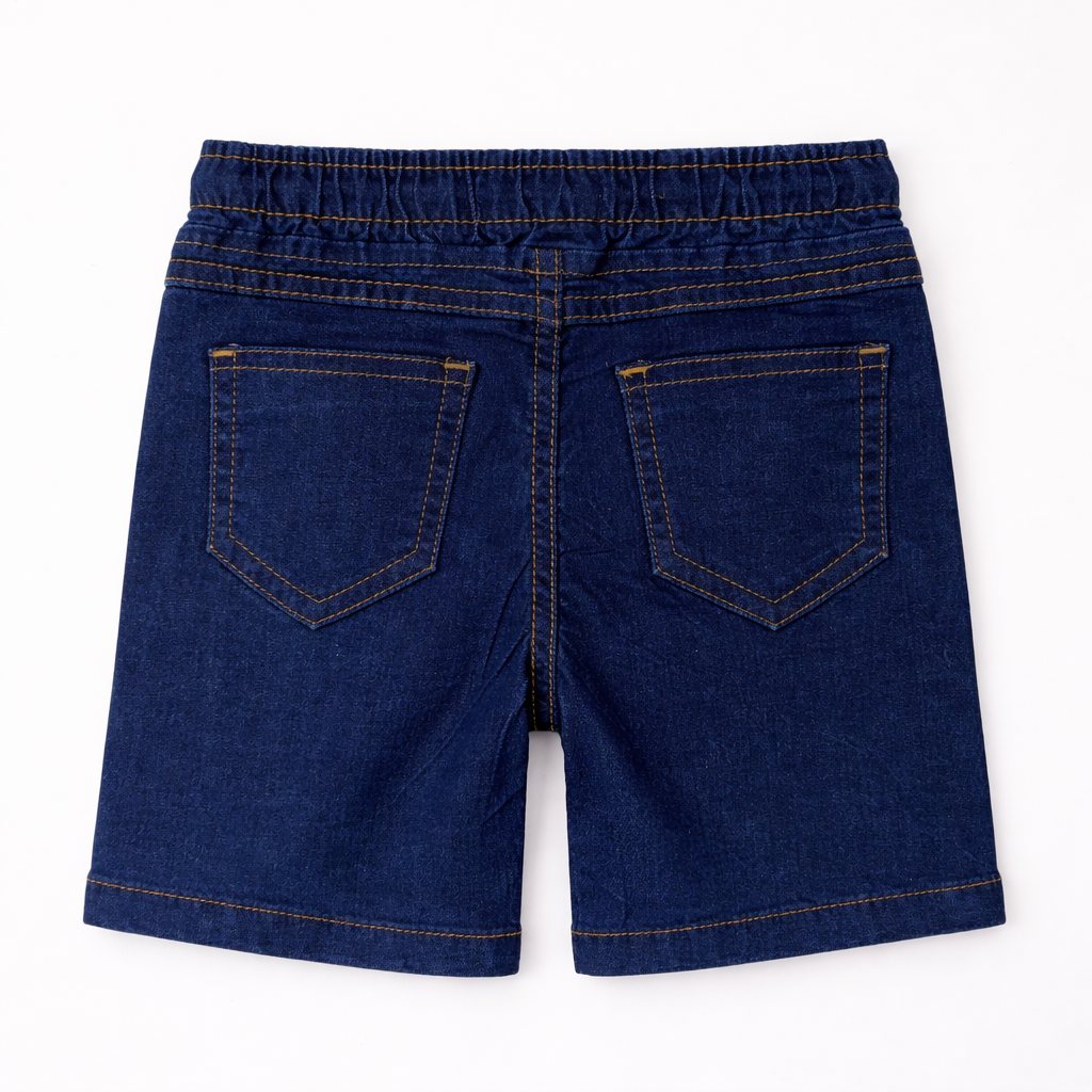 Girls Blue Denim Shorts with Butterfly Embroidery