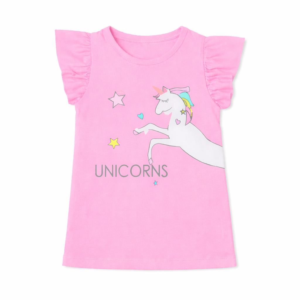 Light Pink Unicorn Print Summer Coord Set 2-Piece | Jersey Cotton Fabric | Lil' Cubs