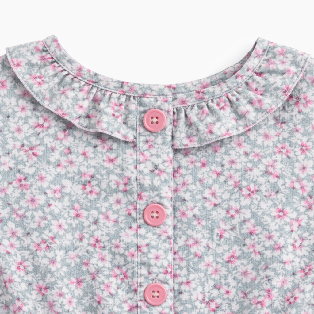 Grey Frock with Pink Foral Print (2-Piece)
