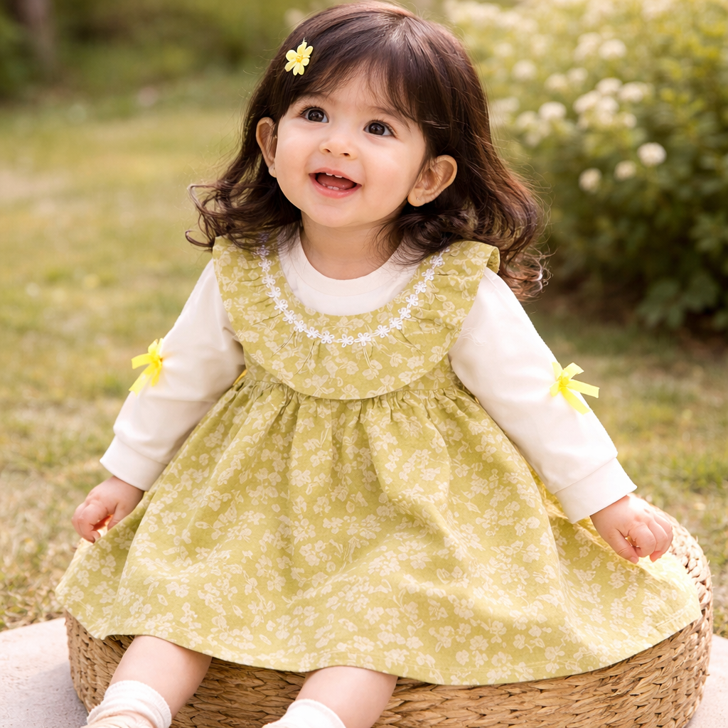 Green Floral Corduroy Frock