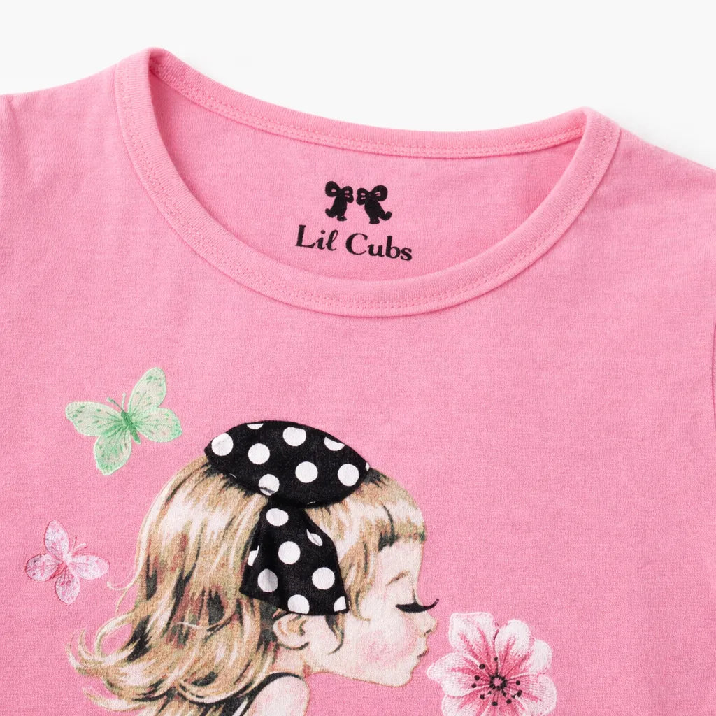 Pink & Black Girl Summer Coord Set (2-Piece)