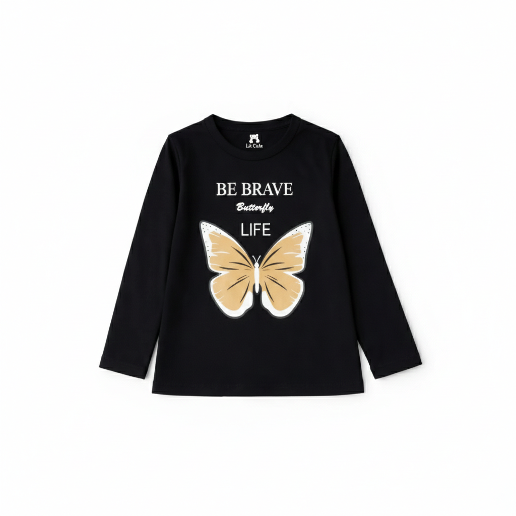 Butterfly Black & Skin Summer Coord Set (2-Piece)