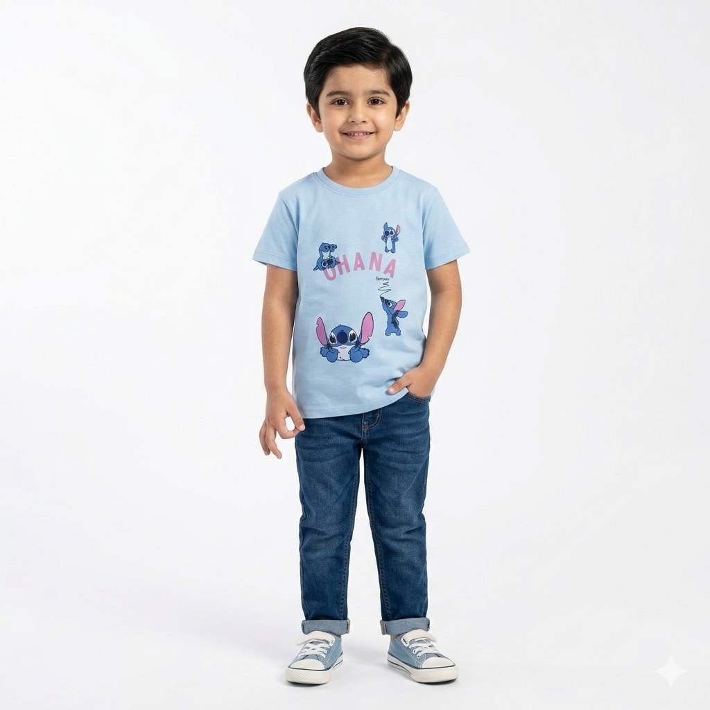 Light Blue Stitch Summer T‑Shirt