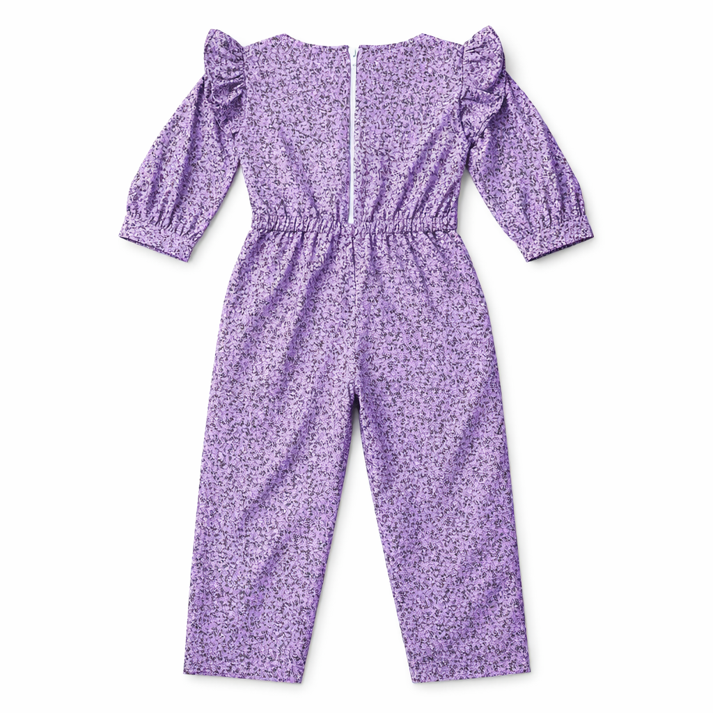 Girls Purple Floral Jumpsuits