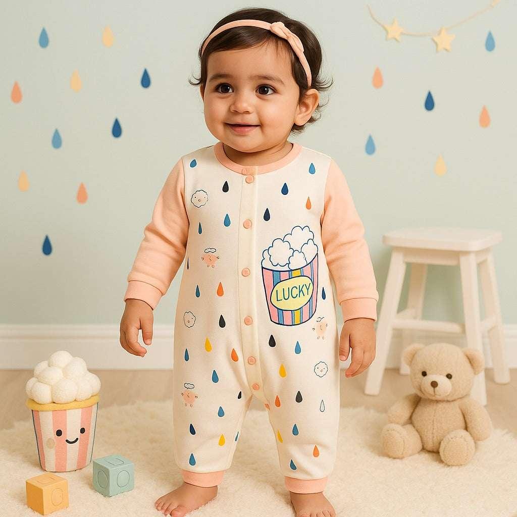 Lucky Popcorn Imported Baby Romper – Unisex (3 Months to 2 Years)