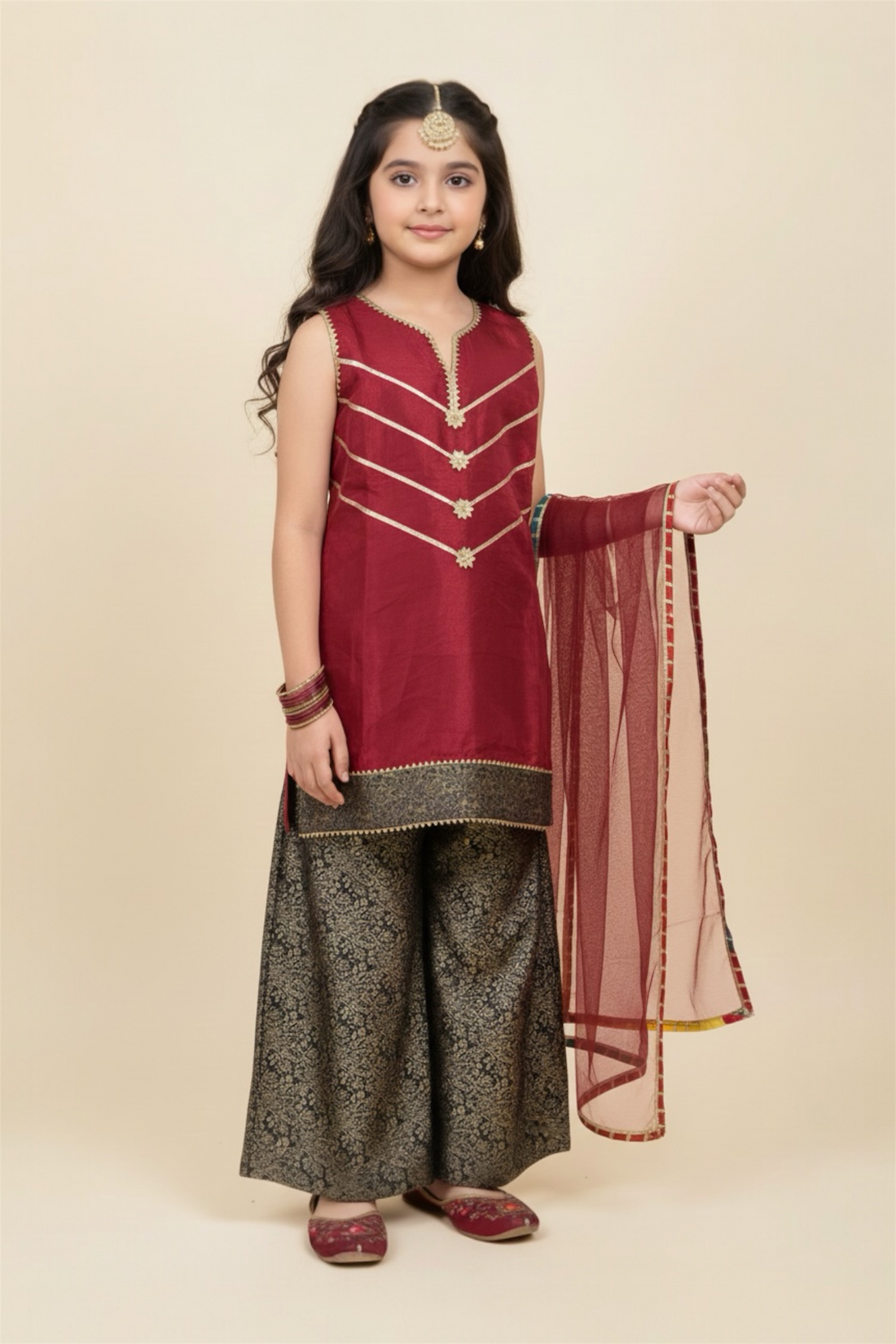 Fancy Shirt With Plazo And Net Dupatta