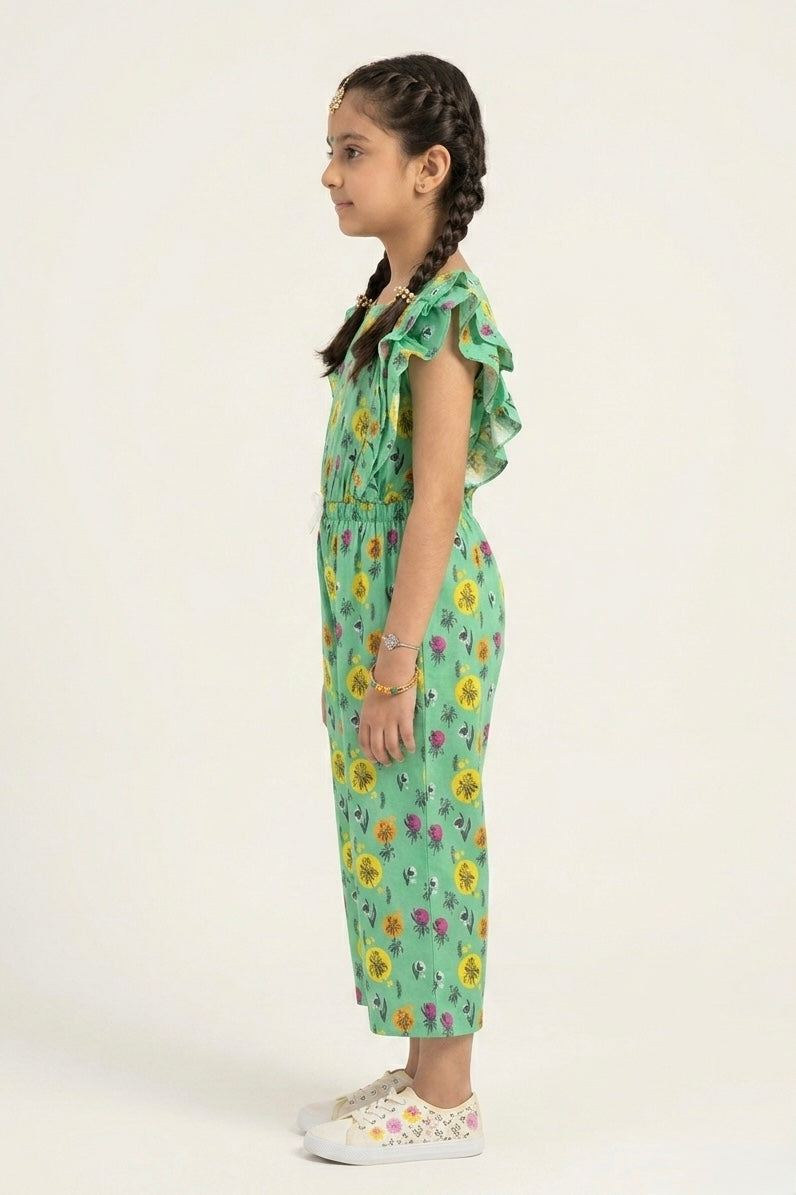 Premium Quality All-Over printed Soft Cotton Frill Jumpsuit