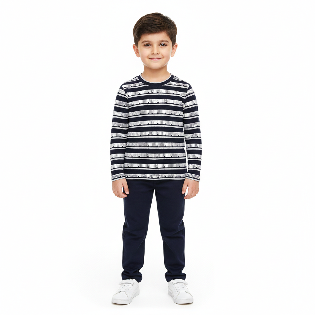 Puma Navy Blue & White Full Sleeves T‑Shirt