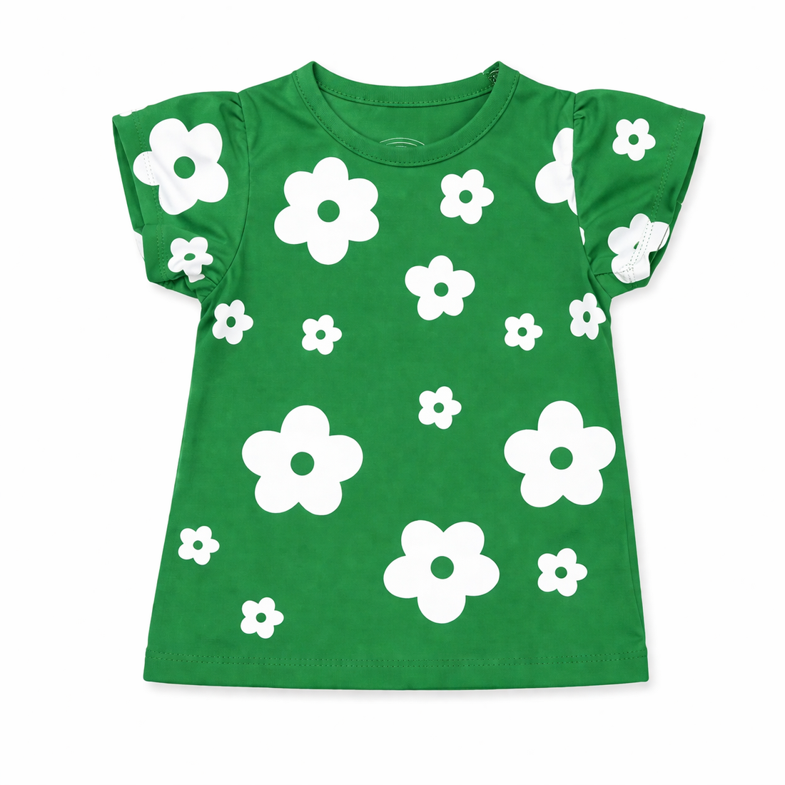 Girls Green Summer Coord Set with Flower Print for Ages 1-12